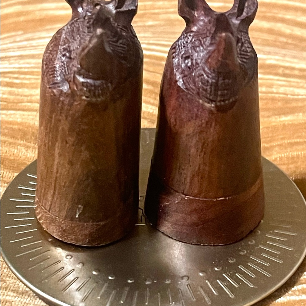 Handcrafted Wooden Rhino Salt and Pepper Pair - Picture 2 of 4